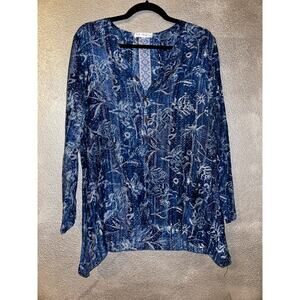 3 J  Boho CattageCore Workshop Hippie Scandi Cotton Silk Blend Button Top